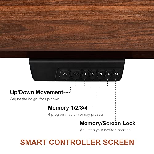 HOUSEELF Dual Motor Electric Standing Desk - 48 x 24 Inches Height Adjustable Computer Desk with Greater Motor Power, Stand Up Writing Table for Home, Office, Workstation, Walnut