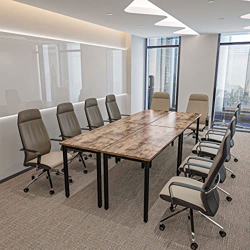 Bonzy Home 9ft Conference Table Rustic Vintage Brown 110.2"x47.2"x29.5" - 4PCS