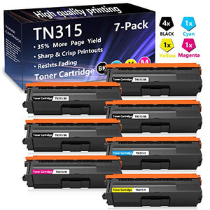 7 Pack (4BK+1C+1M+1Y) TN315 Toner Cartridge Replacement for Brother HL-4150CDN HL-4140CW HL-4570CDW HL-4570CDWT MFC-9640CDN MFC-9650CDW MFC-9970CDW Printer,Sold by AlToner.