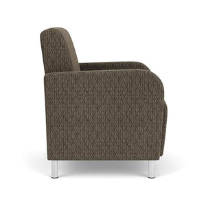 Lesro Siena Fabric Lounge Reception Guest Chair in Brown/Brushed Steel