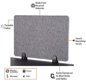 ReFocus™ Raw Clamp-On Acoustic Desk Divider – Reduce Noise and Visual Distractions with This Lightweight Desk Mounted Privacy Panel (Castle Gray, 47.25" x 16", 23.6" x 16", & 23.6" x 16")