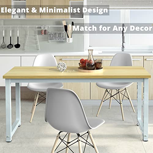 Modern Computer Desk 63" Large Office Desk Writing Study Table for Home Office Desk Workstation Wide Metal Sturdy Frame Thicker Steel Legs, White