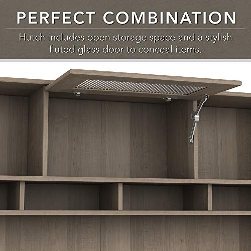 Bush Furniture Cabot L Shape Desk with Hutch and 5 Shelf Bookcase, 60W, Ash Gray