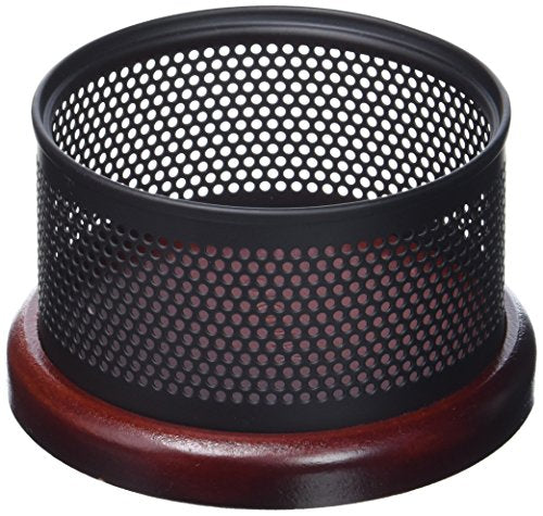 Rolodex Distinctions Paper Clip Holder, Metal/Wood, 3-7/8" x 4-1/8" x 2-3/8", Black/Cherry (1813863)