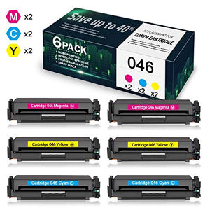 6-Pack (2C+2Y+2M) 046 Compatible for Toner Cartridge Replacement for Canon Color Image Class LBP654Cdw MF735Cdw MF731Cdw MF733Cdw Printer, Toner Cartridge.