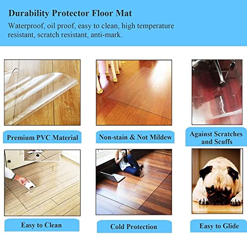 XOUVY Transparent Plastic Carpet Protector Chair Mat for Hardwood Floor - Waterproof, Cuttable, Size: 120x800cm
