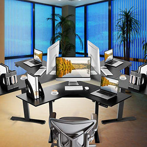 ERGOSOFT L Shaped Dual Motor Electric Height Adustable Standing Desk, 48" Computer Corner Desk, Home Gaming Desk, Office Writing Workstation, Black