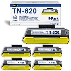 (Black,5-Pack) Compatible TN-620 Toner Cartridge Replacement for Brother TN620 HL-5240 HL-5250DN/DNT HL-5270DN Printer Toner Cartridge