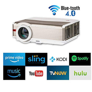 Bluetooth Movie Projector Wxga 2019 LED Android Indoor Outdoor 5000 Lumens Digital Wireless Smart HD LCD Wifi Projector HDMI USB VGA AV Audio for 1080P Blue ray DVD TV Home Cinema Youtube Games
