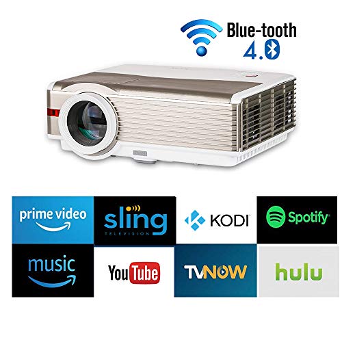 Bluetooth Movie Projector Wxga 2019 LED Android Indoor Outdoor 5000 Lumens Digital Wireless Smart HD LCD Wifi Projector HDMI USB VGA AV Audio for 1080P Blue ray DVD TV Home Cinema Youtube Games