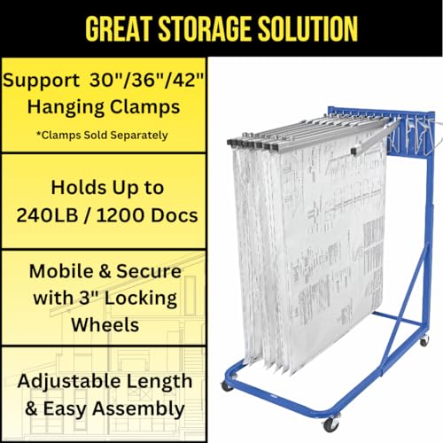 Adir Corp. Mobile Blueprint Holder - Hanging Rack for Blueprints, Posters, Maps, and Files