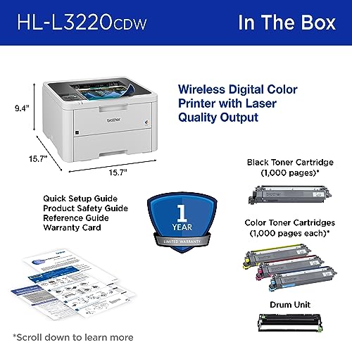 Brother HL-L3220CDW Wireless Color Laser Printer | Duplex, Mobile Printing | Amazon Dash Replenishment Ready