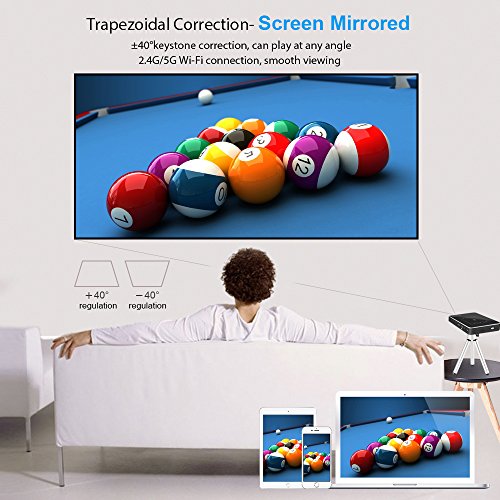 Mini Smart Video Projector with 120'' Display, Android 7.1 OS, Portable Pocket Size Movie Projector with TouchPad Support WiFi/1080P/TF Card/USB Compatible with iPhone Android for Home Theater