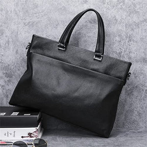ADKHF Men's Business Bag Black Handbag Men's Briefcase Leather Laptop Office Bag Men's (Color : A, Size