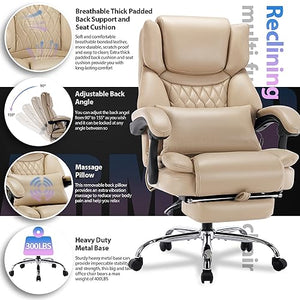 YINGTOO High Back Massage Reclining Office Chair with Footrest