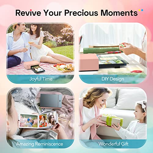 Liene 4x6'' Photo Printer Bundle (100 Sheets +3 Ink Cartridges), Wi-Fi Picture Printer, Photo Printer for iPhone, Android, Smartphone, Computer, Dye-Sublimation, Photo Printer for Home Use, Pink