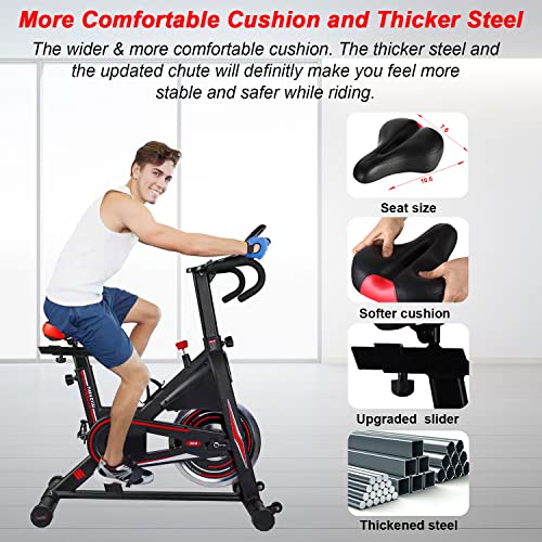 Exercise Bike, DMASUN Indoor Cycling Bike Stationary, Comfortable Seat Cushion, Multi - grips Handlebar, Heavy Flywheel Upgraded Version