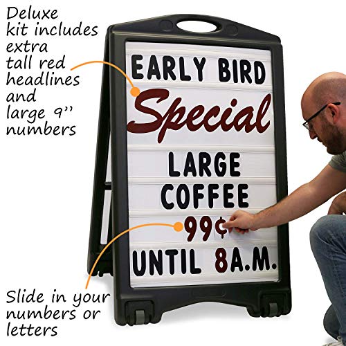 SmartSign BigBoss Pro Changeable Message Board (White) with 4 Inch and 9 Inch Letters and Numbers Kit