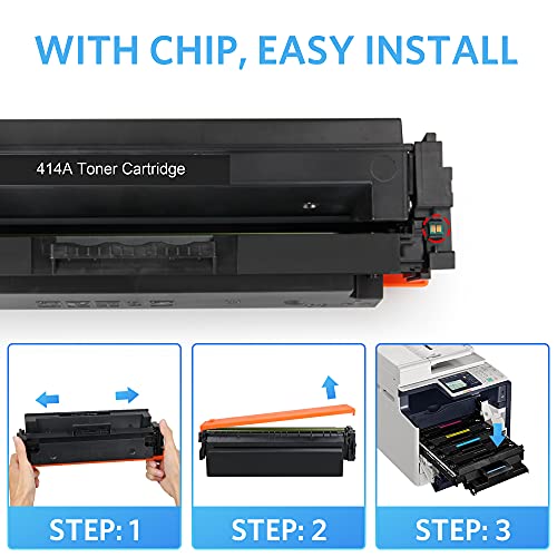 Leize Compatible Toner Cartridge Replacement for HP 414A W2020A (4 KCMY with CHIP) + 414X W2020X (4 KCMY NO CHIP) for HP MFP M479fdw M454dn M454dw M479fdn Printer (2 Set, 8-Pack)
