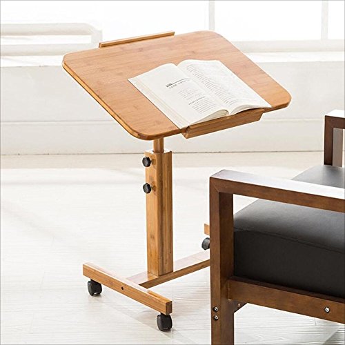 DNSJB Computer Desk Removable Laptop Table Office Standing Computer Table Desk-Multifunction Bed Sofa Side Table,Work Station,Rolling,Height Adjustable,Bamboo,2 Sizes Breakfast Tray Table