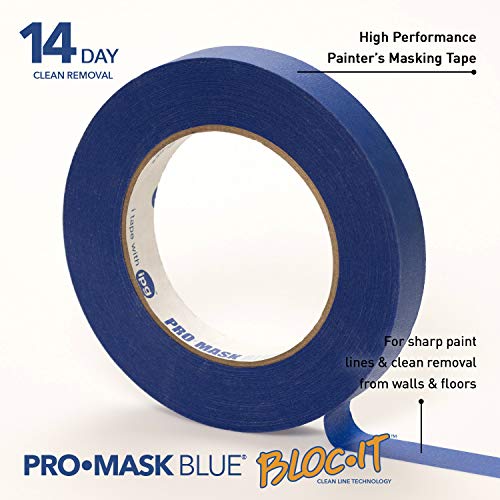 IPG ProMask Blue with BLOC-It, Premium 14-Day Masking Tape, 0.70" x 60 yd, Blue, (Single Roll)