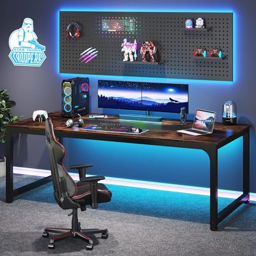 Tribesigns Modern X-Large Executive Office Desk, 78.7 x 39.4 inch, Rustic/Black