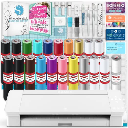 Silhouette White Cameo 4 Bluetooth Business Bundle with Vinyl, Software, Tools and More
