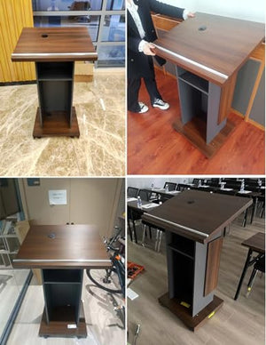 EESHHA Mobile Teachers Podium with Wheels, Wooden Floor Lectern for Auditorium Conference