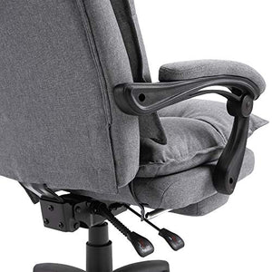 Vinsetto 360° Swivel Home Office Chair Adjustable Height Linen Style Fabric Recliner with Retractable Footrest and Double Padding, Grey