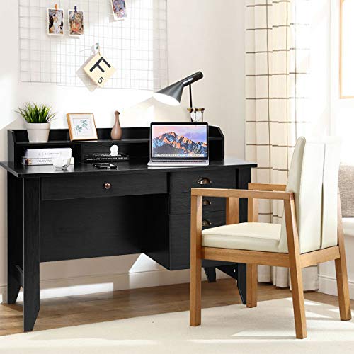 Black Computer Desk for Home and Office Table Furniture Laptop Desk PC Monitor Writing Reading Workstation Stand Storage Drawer Shelves Display Organize