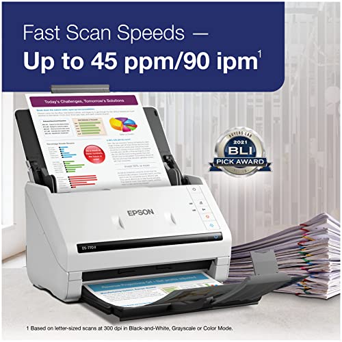 Epson DS-770 II Color Duplex Document Scanner with 100-page ADF for PC and Mac