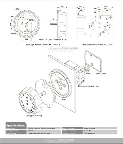 SecuRam SafeLogic Xtreme (Chrome Finish) Safe Lock. EMP Proof - Electronic Button Entry, with Mechanical Backup. Backlit Keypad & Dial. Up to 3 Codes. Std Lock Mounting Platform.
