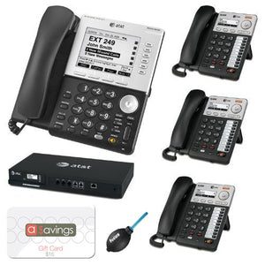 AT&T Syn248 SB35031 Corded Deskset Phone System Bundle With (3) AT&T Syn248 SB35025 Corded Deskset Phones and an AT&T SB35010 4 Line Analog Gateway + Accessory Bundle + $15 aSavings Gift Card