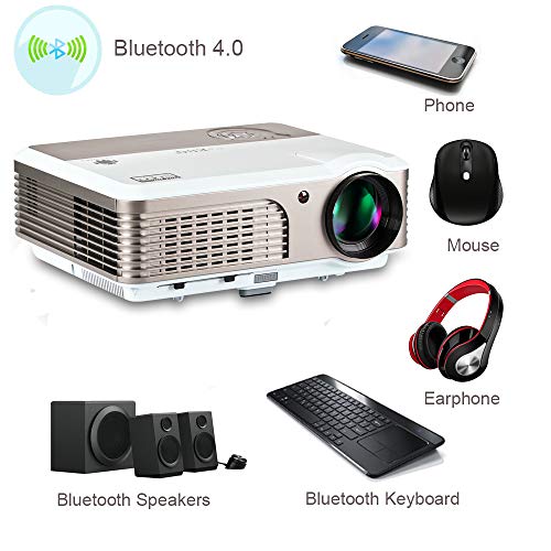 EUG LED Wireless Home Projector with Android WiFi LCD TFT Display 3900 Lumen Smart TV Projector Support Full HD 1080P 720P HDMI USB RCA Audio Speakers&Keystone for DVD Game Console PC Laptop Phones
