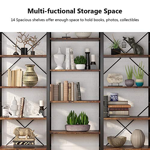Tribesigns 5-Shelf Vintage Industrial Bookcase, 70 inch