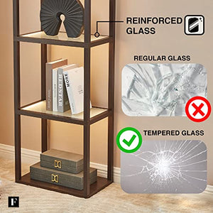 FENLO Luxury Display Shelf with Dimmable LED Floor Lamps, Curio Cabinet & Glass Bookcase