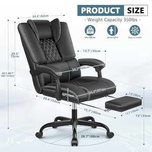 Guessky Big and Tall Office Chair with Footrest - Black