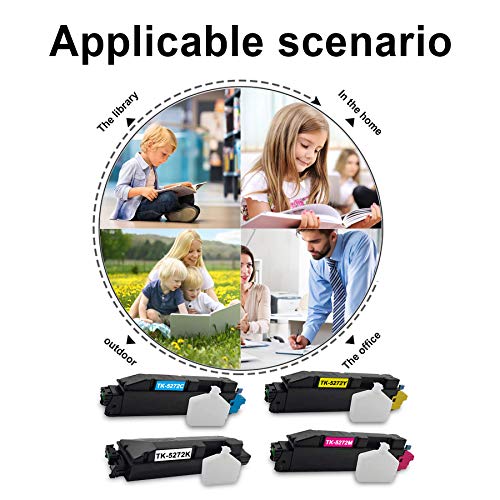 5 Pack-2BK+1C+1M+1Y TK5272 TK-5272 1T02TV0US0 1T02TVCUS0 1T02TVBUS0 1T02TVAUS0 Toner Cartridge Replacement for Kyocera ECOSYS M6635cidn (1102V12US1) P6230cdn (1102TV2US1) Toner Kit Printer