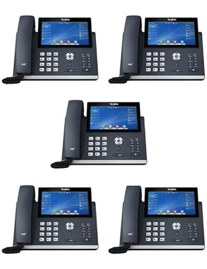 Yealink SIP-T48U IP Phone [5 Pack] - 7-Inch Color Touch Screen Display, 16 Lines - Dual USB Ports, Dual-Port Gigabit Ethernet - PoE (Renewed)
