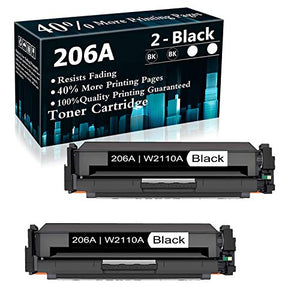 Top Ink 2 Black Cartridge 206A,W2110A Compatible Toner Cartridge Replacement for HP Color Laserjet Pro M255nw M255dw M255dn MFP M282nw M283fdn(7KW74A) M283cdw Printer Ink Cartridge