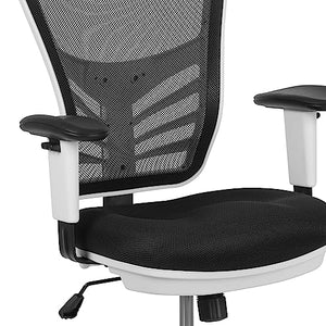 Flash Furniture Tyler Mid-Back Black Mesh Ergonomic Drafting Chair with Adjustable Chrome Foot Ring