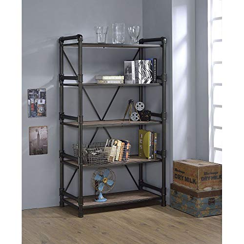 5-Tier Wooden Bookshelf 72” Tall Open Bookcase Organizer Oak