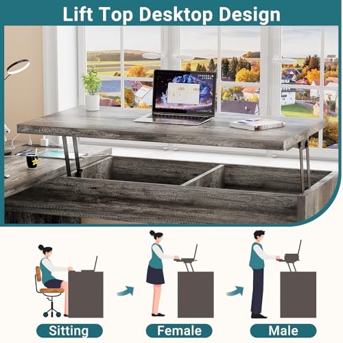 Unikito L Shaped Computer Desk with Drawer and Power Outlets, Black Oak