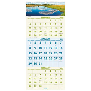 AT-A-GLANCE Wall Calendar 2017, 3 Month View, 12 x 27", Scenic (DMW503-28)