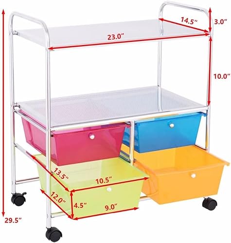 MaGiLL 4-Drawer Rolling Storage Cart - Home Office Furniture