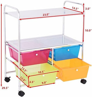 GaRcan 4-Drawer Rolling Storage Cart - Home Office Furniture