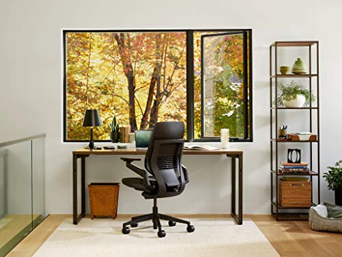Steelcase Gesture Office Chair - Era Onyx Fabric, Medium Seat Height, Shell Back, Lumbar Support, Black Frame
