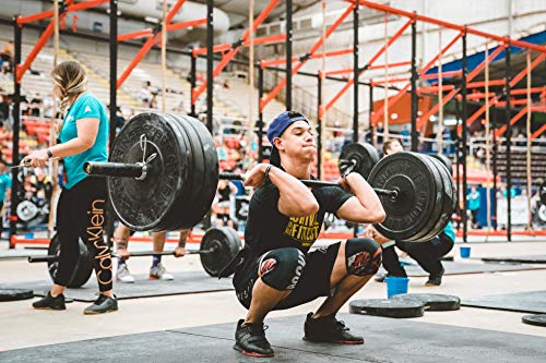 OneFitWonder Fringe Sport 45lb Black Bumper Plate Pairs for Weightlifting & Strength Training Equipment with a Dead Bounce, 45 Pound Weight Plates Pair - Low Odor, Ideal for Power Lifting