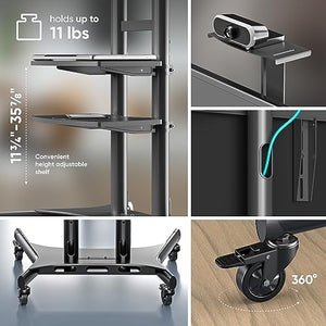 ONKRON Mobile TV Stand for 50" - 86" TVs up to 200 lbs - Adjustable & Portable - VESA 800x500 - Tall TV Stand with Wheels - Black