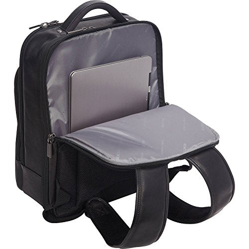 Kenneth Cole Reaction Manhattan Commuter Slim Backpack 16" Laptop Computer & Tablet Travel, Business, Work, School Bookbag, Black, Colombian Leather